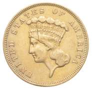 1856-S $3 Indian Princess Head Gold Three-Dollar Piece