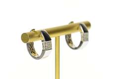 18K White Gold 0.54 Ctw Princess Diamond Oval Hoop Earrings