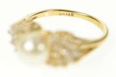 14K Yellow Gold Pearl Ornate Cluster Classic Statement Ring