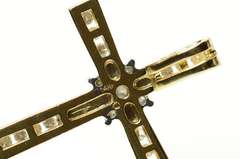 14K Yellow Gold Classic Diamond Fancy Cross Christian Faith Pendant