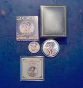 Lot Of 2 Colorized Coins 1 Silver Eagle 2001 & 1943 Walking Liberty Half