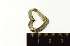 10K Yellow Gold Classic Diamond Curvy Channel Heart Love Pendant