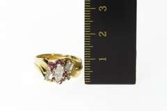 18K Yellow Gold 0.73 Ctw Marquise Diamond Ruby Engagement Ring