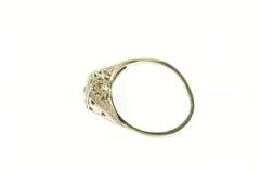 10K White Gold Art Deco Diamond Filigree Promise Engagement Ring