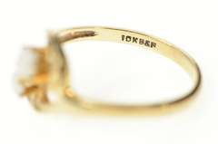 10K Yellow Gold Two Stone Retro Opal Curvy Bypass Ring