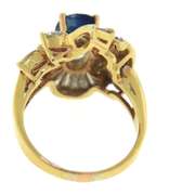 Romantic 18kt YG Round Cut Blue Sapphire and Diamond Accent Ring