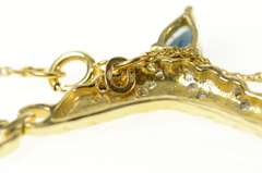 14K Yellow Gold Pear Sapphire Diamond Chevron Chain Necklace