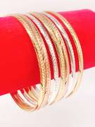 Amazing 18kt Gold Plated Tri Color Bangle Bracelet Set of 7!