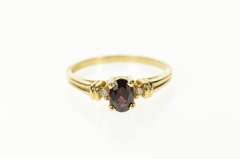 10K Yellow Gold Diamond Garnet Three Stone Classic Ring