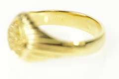 14K Yellow Gold Pave Diamond Heart Grooved Love Symbol Ring