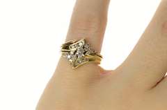 14K Yellow Gold Marquise Diamond Accent Bypass Engagement Ring