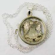 Vintage Egyptian Cut-Out Silver Coin Pendant & Chain