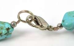 Chunky Turquoise Bead Necklace with Sterling Clasp