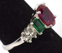 Vibrant Sapphire & Emerald Ring in Sterling Silver
