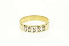14K Yellow Gold Squared Diamond Classic Wedding Band Ring