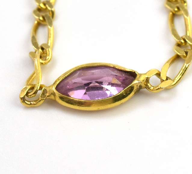 Charming Pink CZ Anklet in Yellow Gold