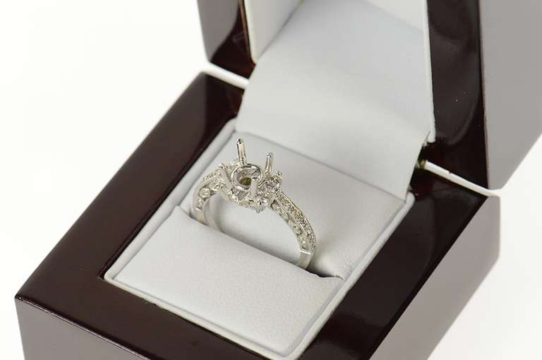 18K White Gold 0.43 Ctw Diamond 7.25mm Engagement Setting Ring