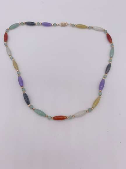 14kt Gold & Gemstone Station Necklace