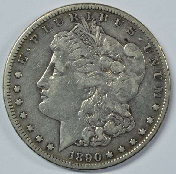 Scarce 1890-CC Morgan Silver Dollar. Sharp