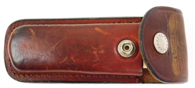 Vintage Schrade Scrimshaw PocketKnife & Leather Case