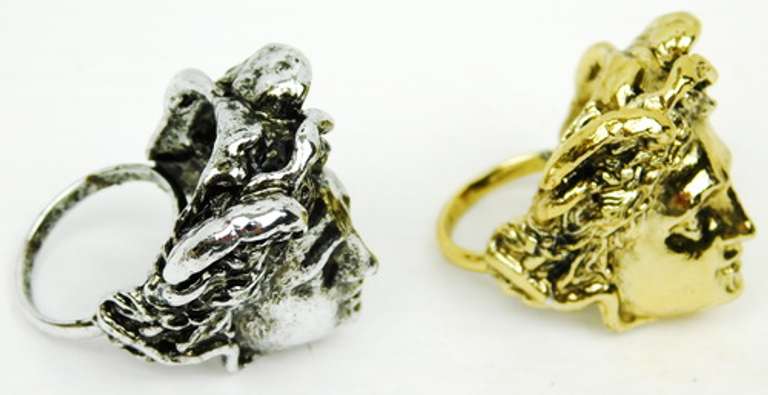 2 Large Cast Medusa Figural Rings