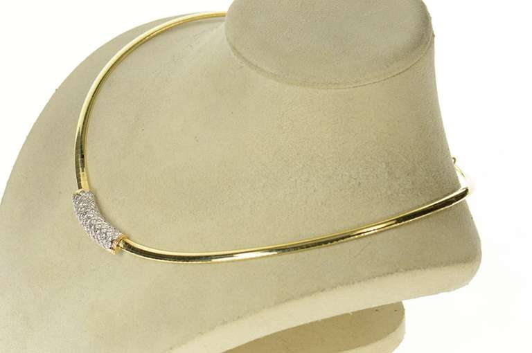 14K Yellow Gold 1.14 Ctw Curved Pave Diamond Collar Cocoon Necklace