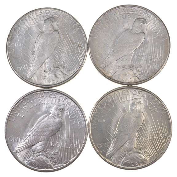Lot Of 4 1934-D Peace Silver Dollars