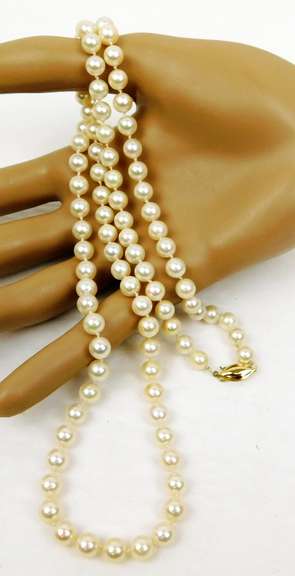 High Quality 26 IN Pearl Necklace, 14K Clasp