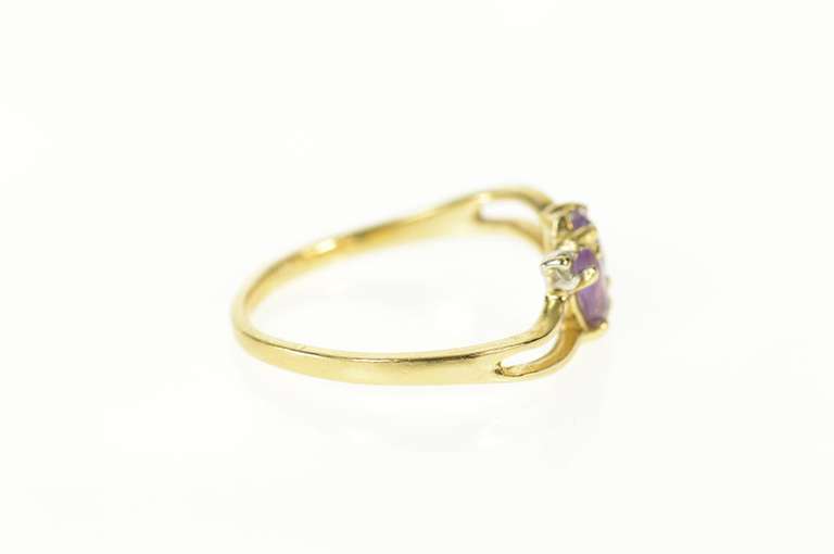 14K Yellow Gold Marquise Amethyst Diamond Accent Bypass Ring