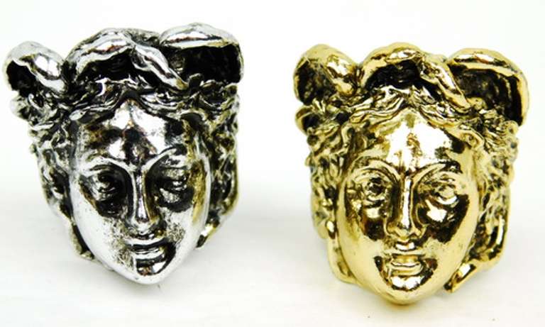 2 Large Cast Medusa Figural Rings