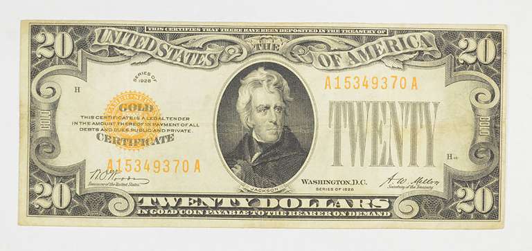 1928 $20 Gold Certificate Note