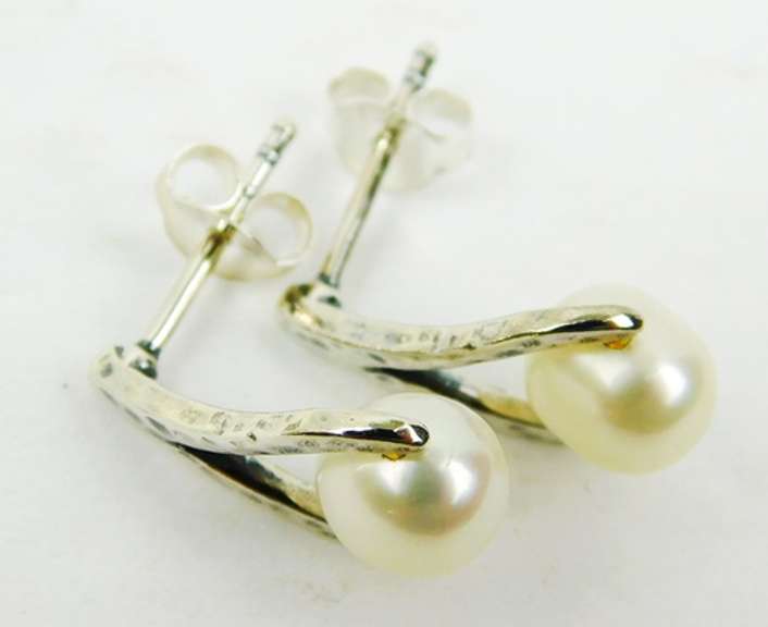 Signed Sterling Pearl Drop Earrings