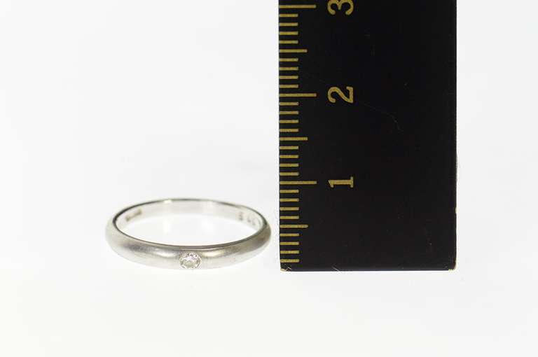 18K White Gold Diamond Flush Inset Satin Finish Band Ring