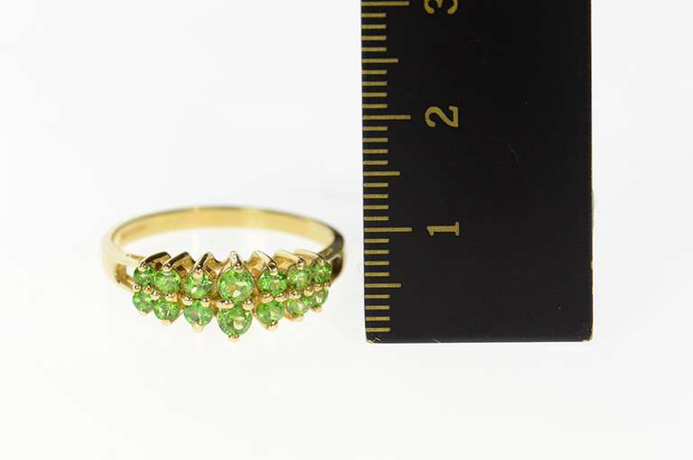 10K Yellow Gold Graduated Syn. Peridot Tiered Design Band Ring