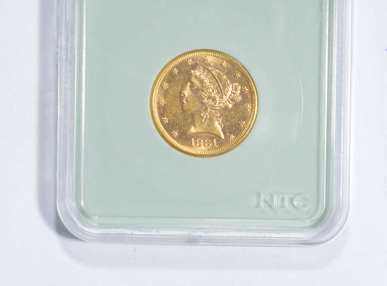 MS62 PL 1881 $5 Liberty Head Gold Half Eagle - Graded NTC