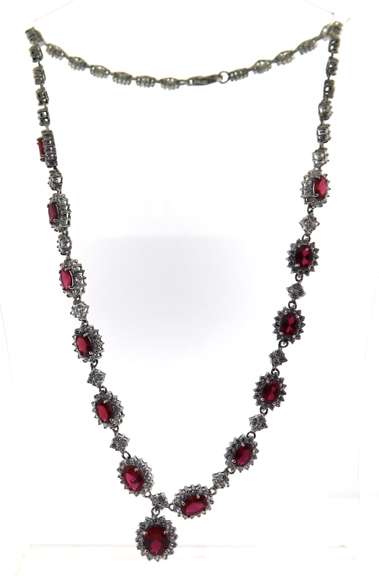 Sterling Silver Gemstone and Cubic Zirconia Necklace