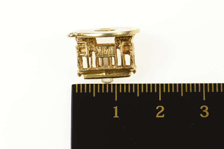 14K Yellow Gold 3D Cable Car San Francisco Souvenir Charm/Pendant