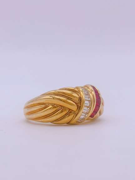 18kt Gold Ruby & Diamond Cocktail Band Ring
