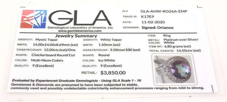 Enamoring Massive 12.00CTS Mystic Topaz & White Topaz Ring in Sterling Silver