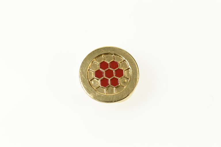 10K Yellow Gold Red Enamel Honeycomb Slide Bracelet Charm/Pendant