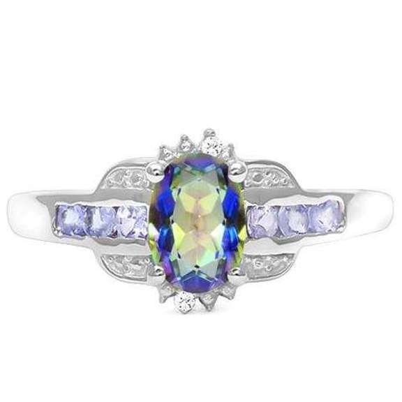STERLING SILVER 0.94 CT OCEAN MYSTIC GEMSTONE & TANZANITE RING