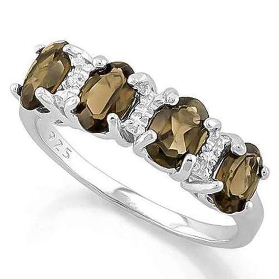 2 2/5 CARAT SMOKEY TOPAZ & STERLING SILVER RING