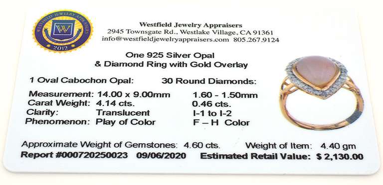 Hypnotic Opal & Diamond Ring in Vermeil