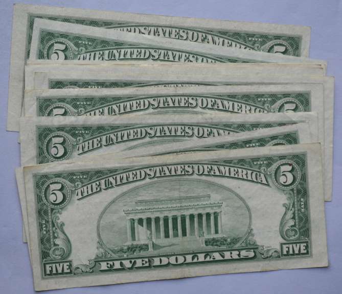 9 1953 A &A 1953 Series $5 Silver Certificates. .