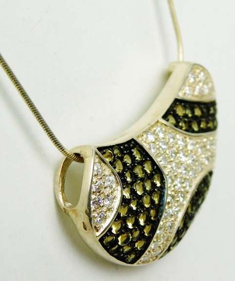 Glistening Sterling Crystal Slide Pendant & Chain