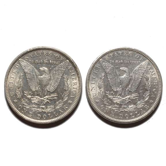 1887 & 1890 Slider Morgan Dollars