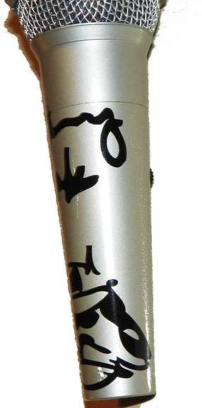 AC/DC Angus Young Signed Facsimile Microphone Plus Sketch