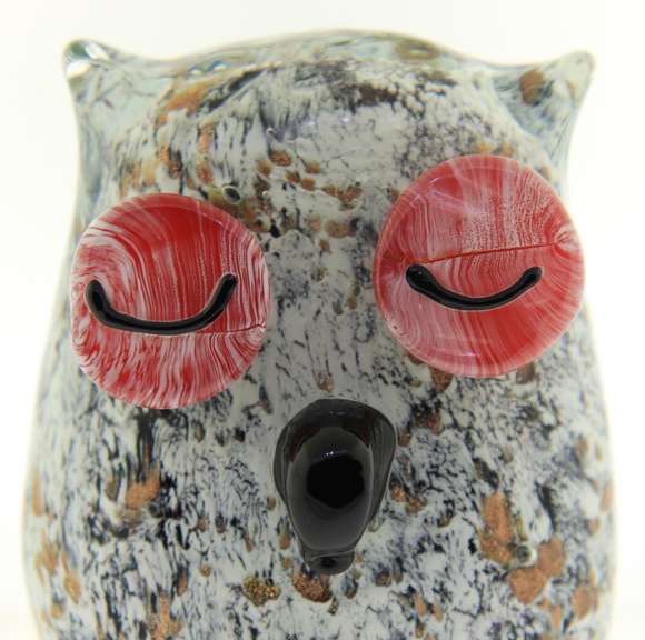 Hand Blown Art Glass Owl  Figurine