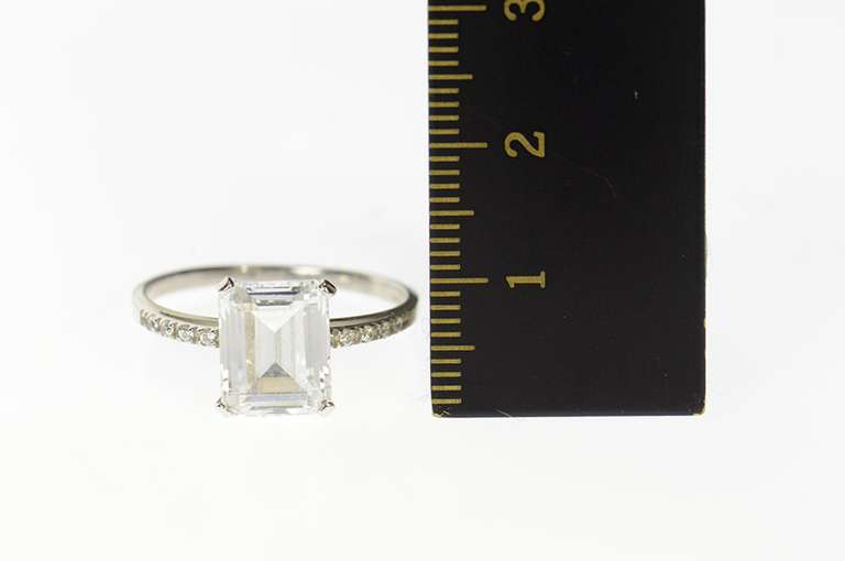 14K White Gold Classic Emerald Cut Accent Travel Engagement Ring