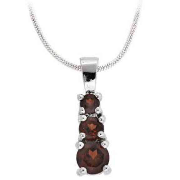 Sterling Silver Past Present and Future Genuine Garnet Pendant